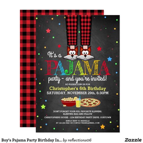 Boy's Pajama Party Birthday Invitations | Zazzle.com in 2020 | Pajama party, Birthday ...