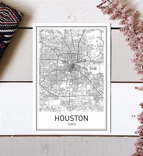 Houston Poster, Houston Map, Map of Houston, City Map Posters, Houston Map Print, Texas Map ...