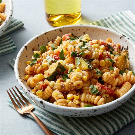 Recipe: Fusilli Bucati Pasta with Summer Squash, Corn, & Tomatoes - Blue Apron