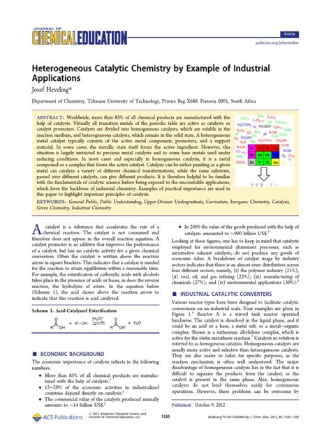 Heterogeneous Catalytic Chemistry by Example | PDF | Hydrogenation ...