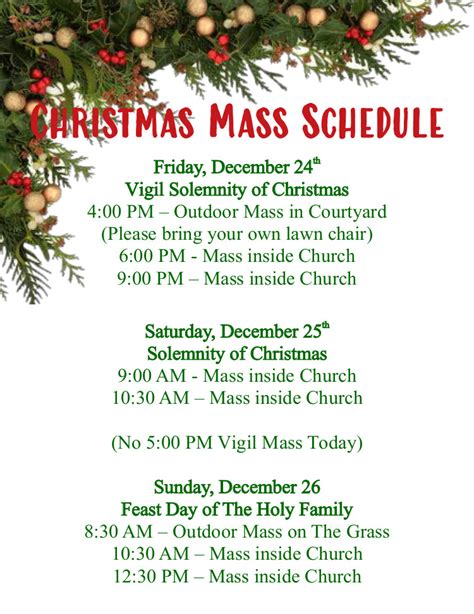 Christmas Mass Schedule – St Joseph Catholic Church