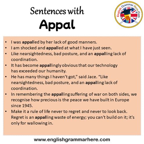 Sentences with Appal, Appal in a Sentence in English, Sentences For ...