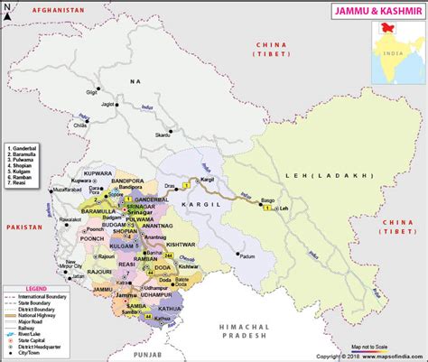 Jammu and Kashmir Map - Union Territory Information, Facts and Tourism