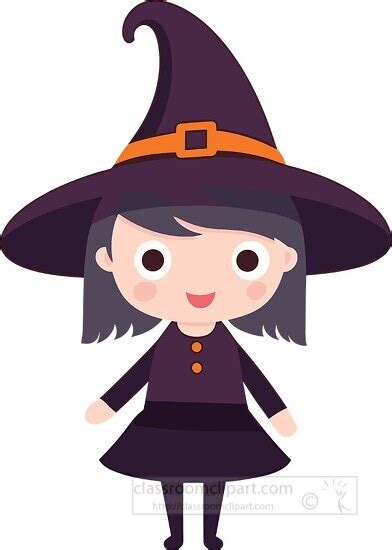 Halloween Clipart-cute girl wearing halloween witch costume