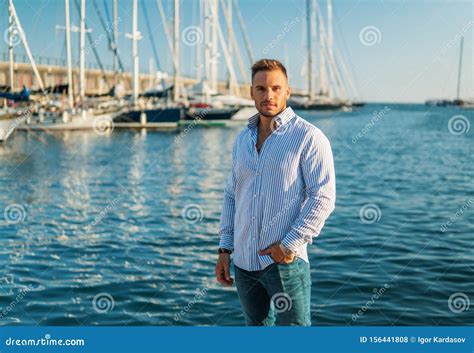 Young Rich Man at Yacht Club. Businessman is Relaxing Stock Photo ...