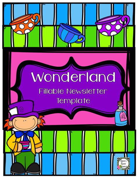 Newsletter Template (Fillable) - Wonderland | Classroom newsletter template, Newsletter ...