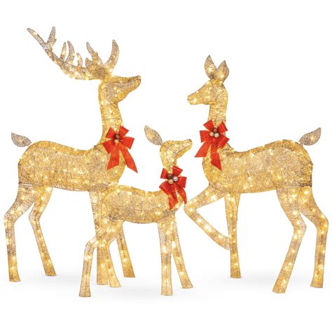 Best Choice Products 3-Piece Lighted Christmas Deer Set Outdoor Yard ...