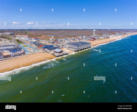 Salisbury Beach aerial view including Broadway and Boardwalk in town of ...