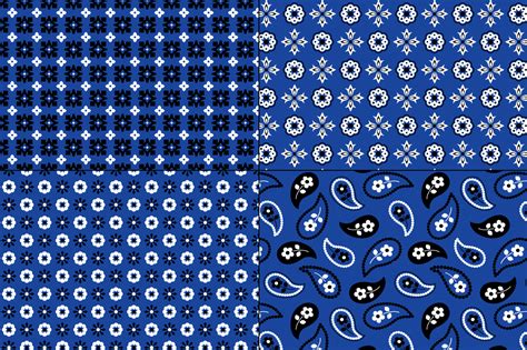 Seamless Blue Bandana Patterns