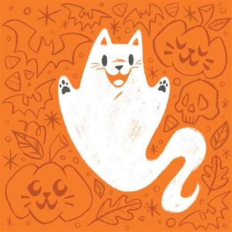 Spooky Cat Ghost on Behance | Halloween illustration, Halloween drawings, Halloween cat