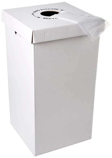 Disposable Cardboard Trash and Recycling Boxes: Bin + Lid + Trash Bag- White- 10 | eBay