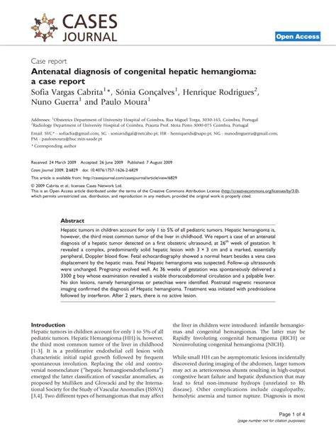 (PDF) Antenatal diagnosis of congenital hepatic hemangioma: A case report