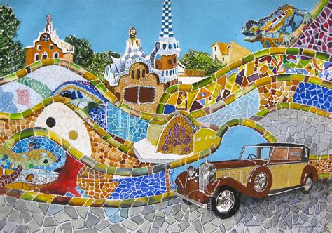 Mosaics of Park Guell Barcelona | Gaudi art, Gaudi mosaic, Barcelona