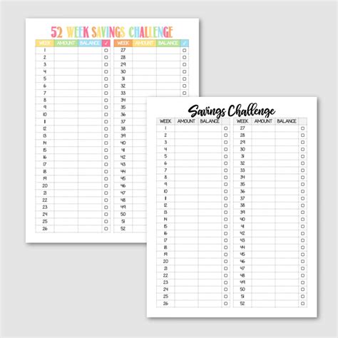 Free Printable Blank 52 Week Savings Challenge — Krafty Planner