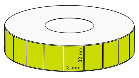 32x24mm Green Direct Thermal Permanent Label, 5550 per roll, 76mm core ...