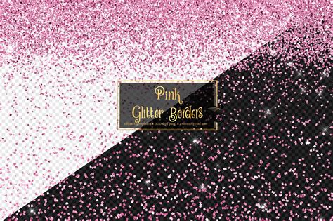 Pink Glitter Borders Clipart Pink Glitter Png Overlays Clip | Etsy