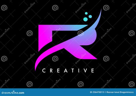 Purple Blue R Letter Logo Design with Elegant Creative Swoosh and Dots Vector Stock Vector ...