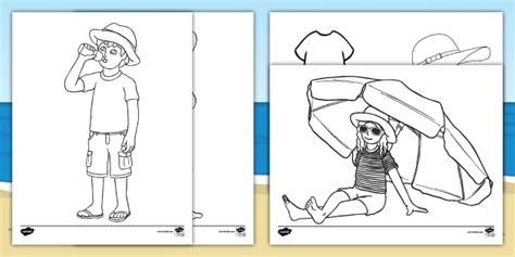 Sun Safety Coloring Sheets | Learning Resources | Twinkl USA