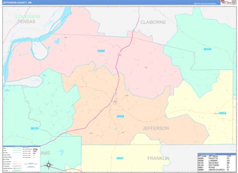 Wall Maps of Jefferson County Mississippi - marketmaps.com