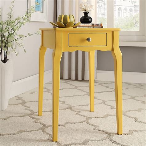 Inspire Q Couri Accent Table In Sunshine Yellow | End tables with drawers, Side table wood, Wood ...