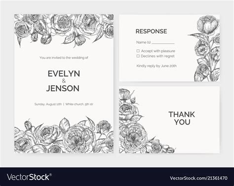 Set elegant wedding invitation response card Vector Image