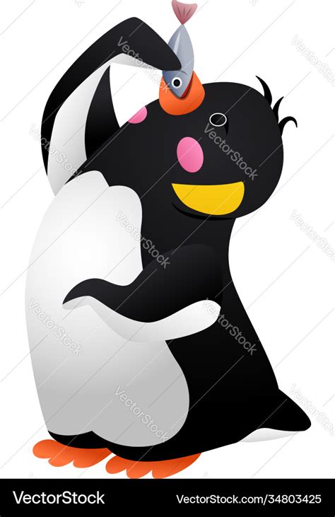 Penguin Eating Fish Clipart