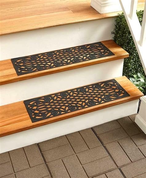 Rubber Stair Step Treads Mats Scroll Basketweave Leaves Outdoor Porch Traction #Unbranded | Step ...