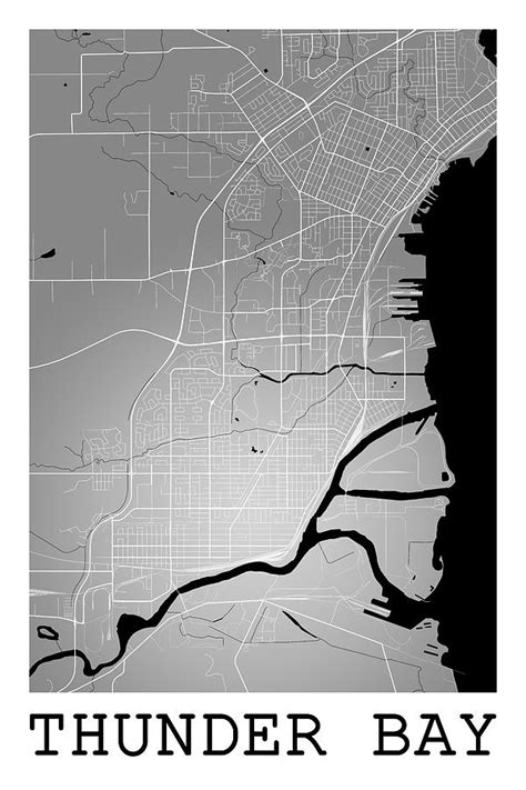 Thunder Bay Street Map - Thunder Bay Canada Road Map Art On Colo ...