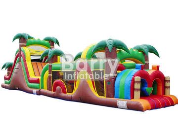 Jungle Inflatable Obstacles Courses / Obstacle Course Jumpers With Slide