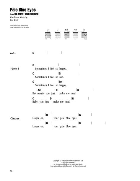 The Velvet Underground "Pale Blue Eyes" Sheet Music Notes | Download Printable PDF Score 422338