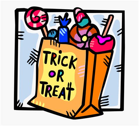 Vector Illustration Of Trick Or Treat Bag Of Halloween - Halloween Candy Bag Clip Art, HD Png ...