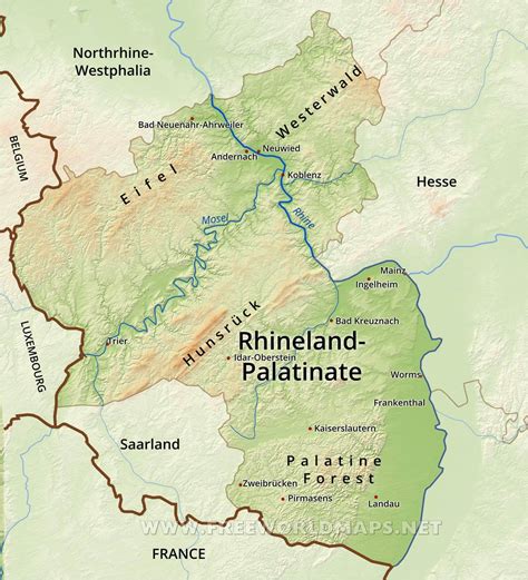 Rhineland-Palatinate Physical Map