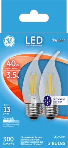 GE 3.5-Watt (40-Watt) Bent Tip Daylight CAM LED Light Bulbs, 2 pk - Kroger