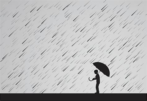 Umbrella And Rain Silhouette