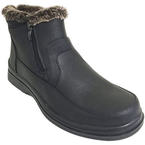 B.P.-Brix - Men's Winter Boots Fur Lined Dual Side Zipper Ankle Snow Comfort Shoes - Walmart.com ...