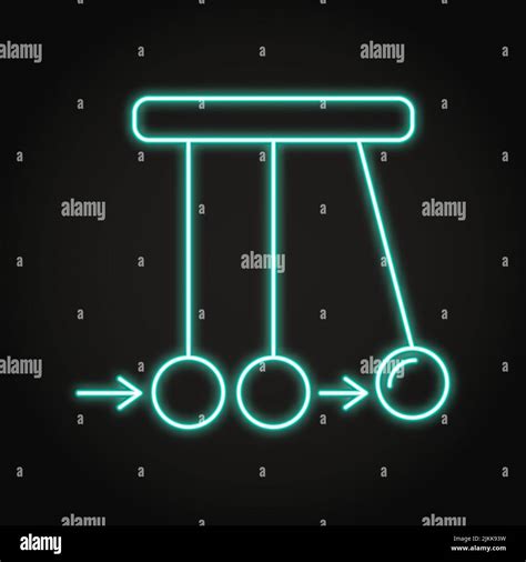 Newton cradle neon icon in line style. Law of physics symbol. Momentum ...