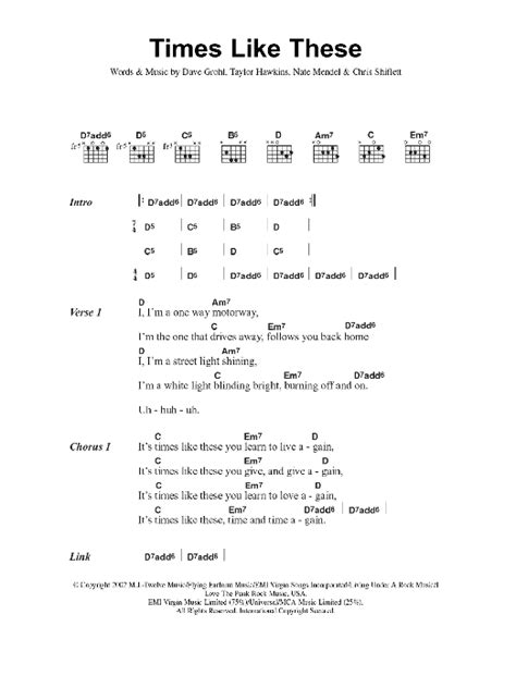 Times Like These by Foo Fighters - Guitar Chords/Lyrics - Guitar Instructor