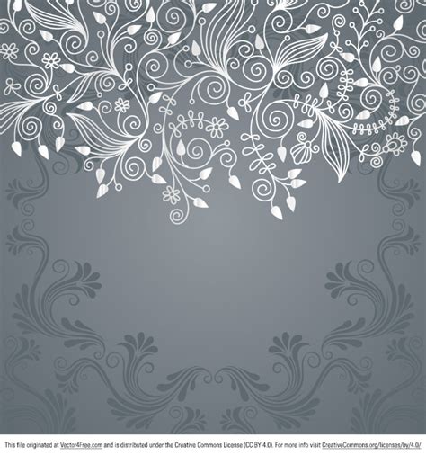 Grey Floral Swirl Vector Background