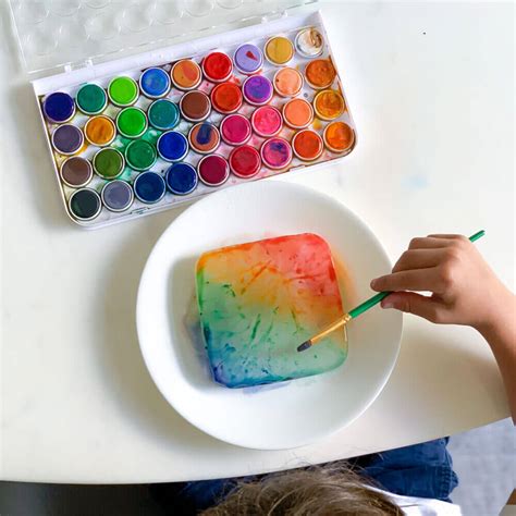 Painting on Ice - Cool Down Process Art for Kids - 7 Days of Play