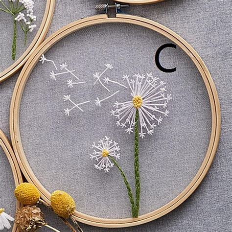 Modern Dandelion Pattern Hand Embroidery Full Kit Beginner | Etsy | Herb embroidery, Diy ...