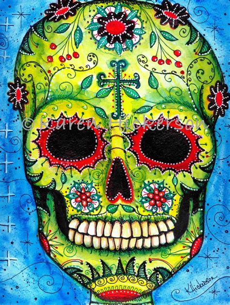 Dia de los Muertos FOLK ART PRINT Sugar Skull Day of the | Etsy