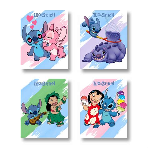 Buy Batuba Design - Lilo and Stitch Wall Decor Prints, Set of 4 ...