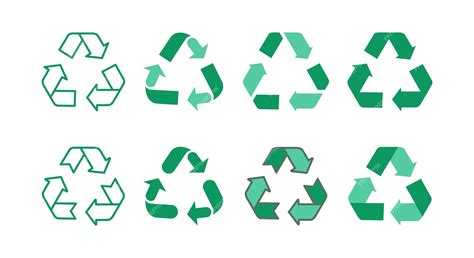 Premium Vector | Green recycle icon set flat line style vector illustration