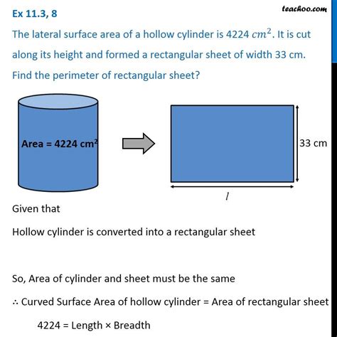 Ex 11.3, 8 - The lateral surface area of a hollow cylinder is 4224 cm2
