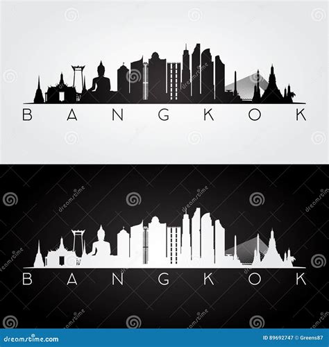 Bangkok Skyline and Landmarks Silhouette. Stock Vector - Illustration of architecture ...