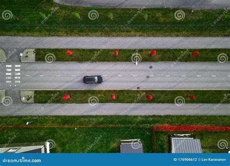 Aerial View of City Street with Car. Stock Photo - Image of aerial ...