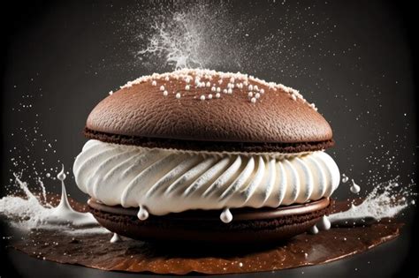 Premium Photo | Sweet dessert homemade whoopie pie with icing sugar and ...