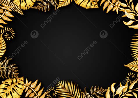 Black Gold Texture Leaf Floral Border Background, Desktop Wallpaper, Pc ...