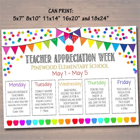 EDITABLE Teacher Appreciation Week Itinerary Poster Digital - Etsy ...