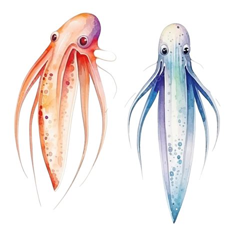 Squid Watercolor Clip Art Cartoon, Squid, Animal, Sea PNG Transparent Image and Clipart for Free ...